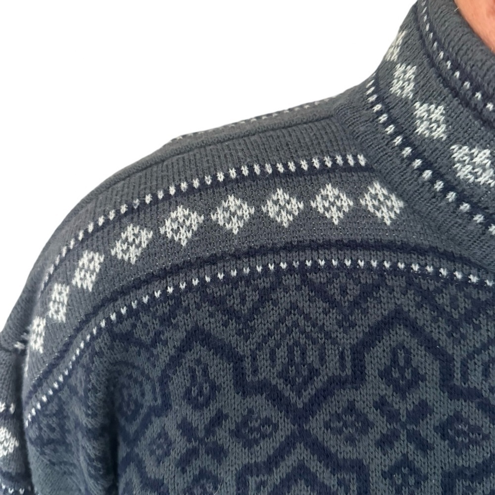 MEISTER Vintage Ski Sweater Half Zip Wool Blend Nordic Fair Isle Warm Winter XL - Picture 5 of 14